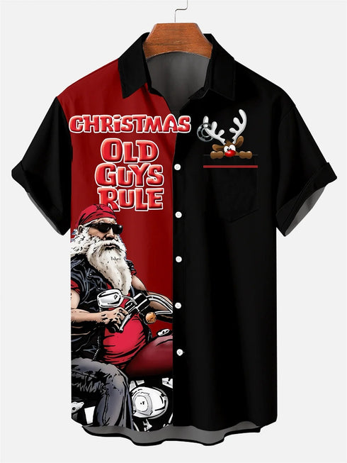 Men's Christmas Funny Graphic Short Sleeve Hawaiian Shirt